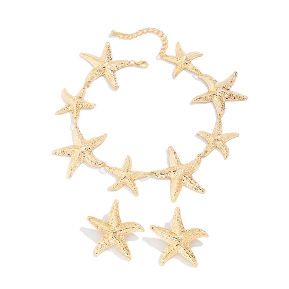 Blowout Sale!!!! Gold-Tone Starfish Necklace & Earring Set – Coastal Glam! - Picture 4 of 5